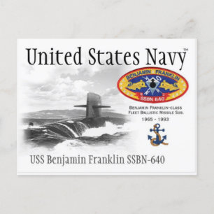Postal USS BENJAMIN FRANKLIN SSBN- 640 SUB. - Cartão post
