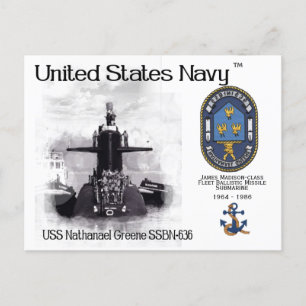 POSTAL USS NATHANEAL GREENE SSBN- 636 SUB. - CARTÃO POSTA