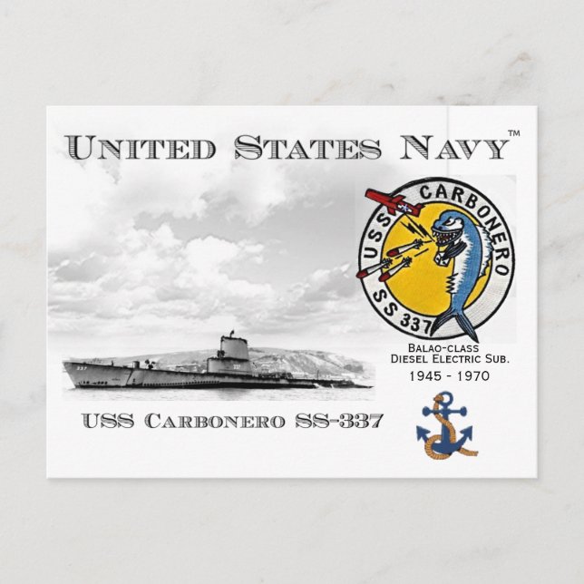 POSTAL USS USA CARBONERO SS- 337 SUBMARINE - CARTÃO POSTA (Frente)