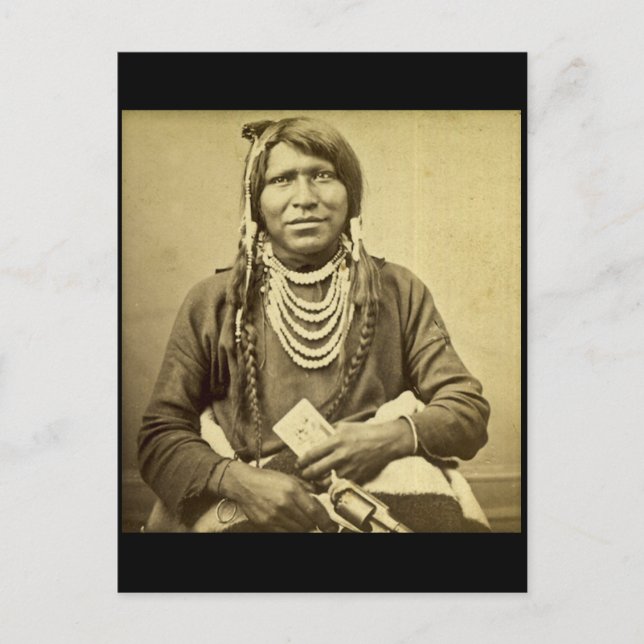 Postal Ute Indian com pistola e cartão (Frente)