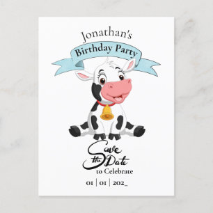 Postal Vaca Salva Data Feliz Aniversário Menino Cartão Po