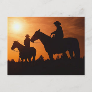 Postal vaqueiros no cartão dos cavalos