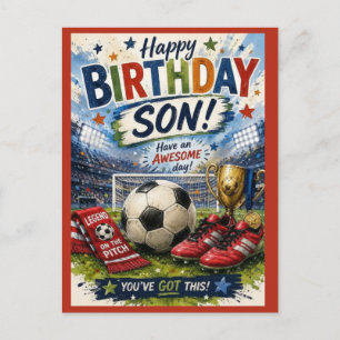Postal vibrante cartão de aniversário Red Son com tema de