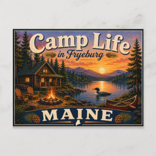 Postal Vida no Acampamento em Fryeburg Maine Cartão Posta