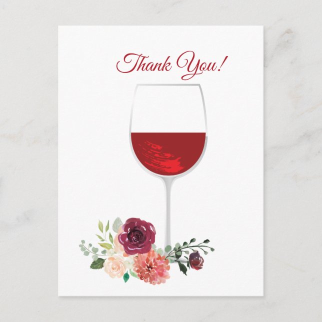 Postal vinho tinto, cartão de agradecimento (Frente)