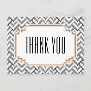 Postal Vintage Diamond Black & Copper Obrigado Cartão pos