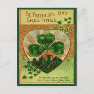 Postal Vintage Retro Shamrock Rua Cartão de Saudação d