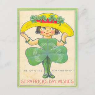 Postal Vintage Shamrock Girl Rua Cartão de Saudação de