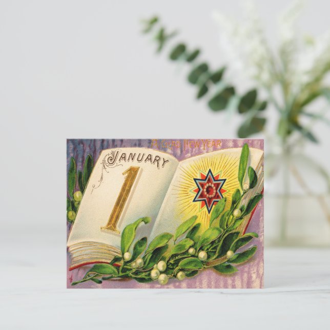 Postal Vintage Um Cartão De Ano Novo Feliz (Em pé/Frente)