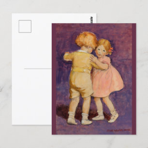Postal Vintage Watercolor Plum Purple Dancing   Cartão po