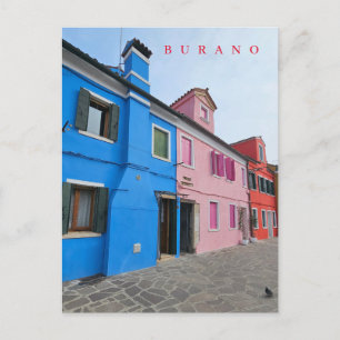 Postal Vista de casas coloridas pastel de Burano cartão p