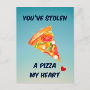 Postal Você roubou uma pizza meu coração Cartão Sau