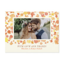 Watercolor Autumn Deixa Foto Obrigado Cartão Posta