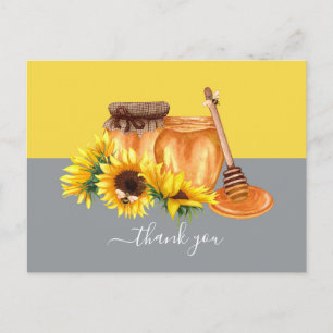 Postal Watercolor Honey Ainda Life Obrigado Cartão Posta