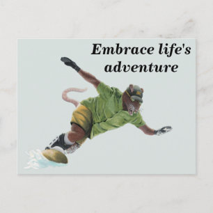 Postal Wererat Snowboarder Sport Fantasy Art Cartão