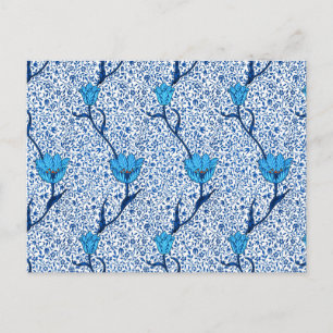 Postal William Morris Tulip Damask, Cartão Azul Cobalto