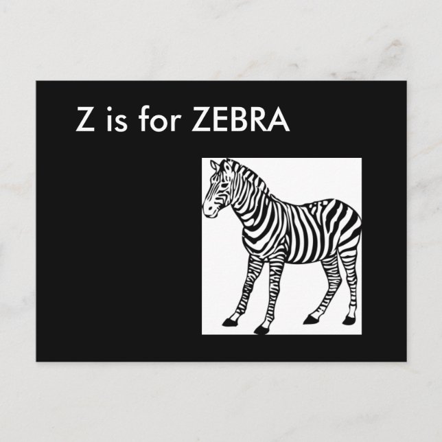 Postal "Z" é para o cartão de identidade zebra alfabética (Frente)