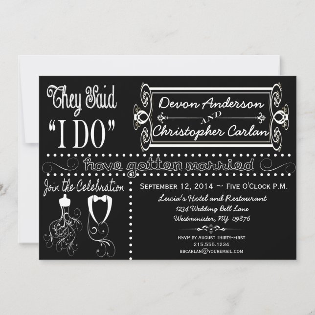Postar Convite De Chalkboard De Casamento (Frente)
