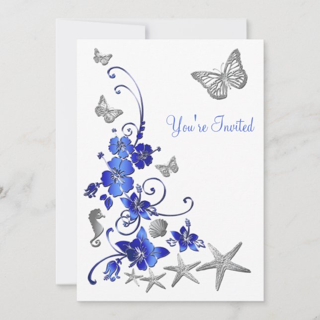 Postar Convite de Tema Tropical Beach da Recepção  (Frente)