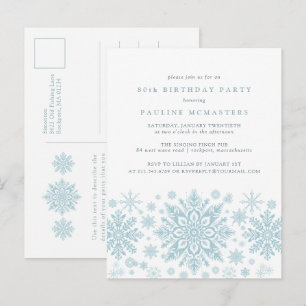 POSTCARD 80 Birthday Blue Snowflake Convite