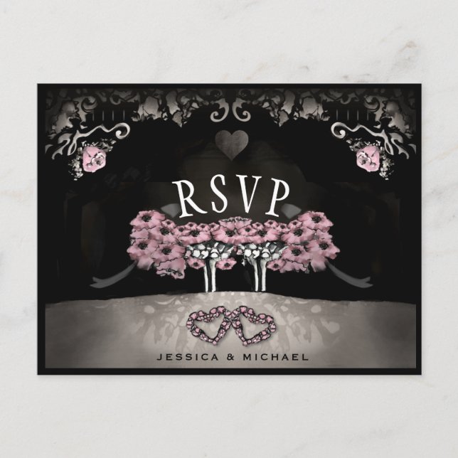 PostCard de casamento do Cemetery Love MENU RSVP H (Frente)