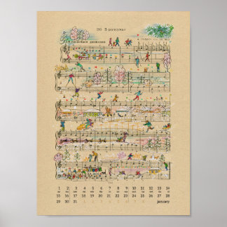 Poster Н de janeiro а р р Notas Calendário 2022