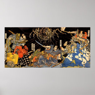 Pôster お 化 け 蛛, 国 芳, Aranha Monster, Kuniyosh