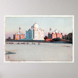 Pôster タ ジ マ ハ ル, Taj Mahal, Agra, Hiroshi Yoshida, Woodc