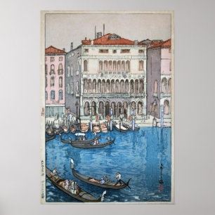 Pôster ベニス, Veneza, Hiroshi Yoshida, Woodcut