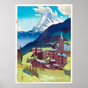 Pôster マ ホ ン, Matterhorn, Hiroshi Yoshida, Woodcut
