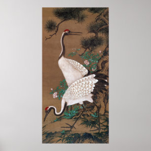 Poster 双鶴図, guindastes do 渡辺秀石, Watanabe Sh