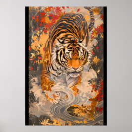 Poster 【大】躍動感あふれる虎の一歩／A tiger full of motion 
