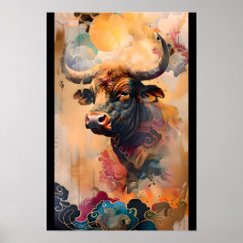 Poster 【大】黄金の牛と夢の雲／Golden Bull and Dreamy Clouds