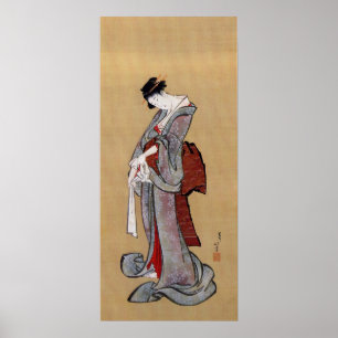 Pôster 女, mulher do 北斎, Hokusai, Ukiyo-e