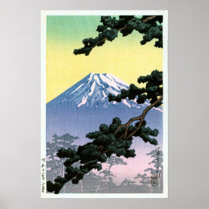 Pôster 富士山, Monte Fuji, Hasui Kawase, Woodcut