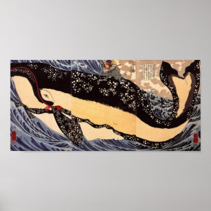 Pôster 巨鯨, baleia grande do 国芳, Kuniyoshi, Ukiyoe