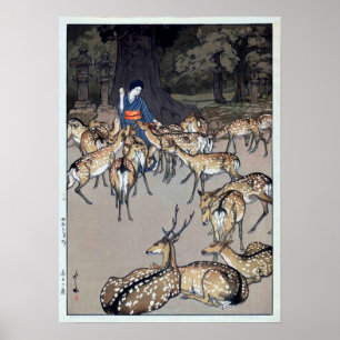 Poster 春日大社の鹿, cervo do santuário de Kasuga,
