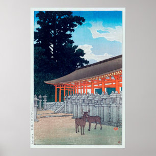 Poster 春日神社の鹿, cervo do 川瀬巴水 do santu