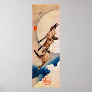 Poster 月に雁, 広重 Moon & Wild Goose, Hiroshige, Ukiyo-e