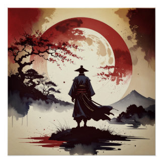 Pôster 月下の侍 – Samurai Beneath the Crimson Moon