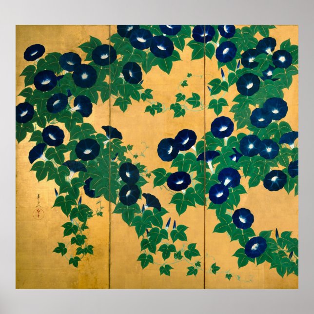 Poster 朝 顔(部 分), 其 一 glória da manhã (detalhe), Kiitsu (Frente)