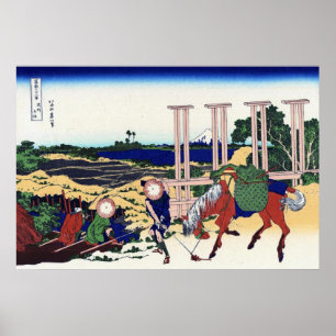Pôster 武州千住, opinião Monte Fuji do 北斎 de Sen