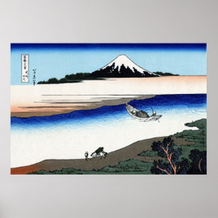 Pôster 武州玉川, opinião Monte Fuji do 北斎 de Tam