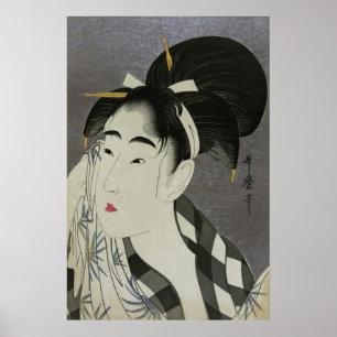 Pôster 汗 を く 女, 歌 拭 Mulher 麿 Limpando Suor, Utamaro