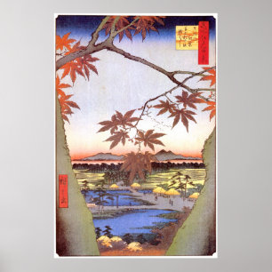 Pôster 江戸の紅葉, bordo do 広重 de Edo, Hiroshige