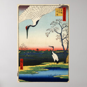 Pôster 江 戸 鶴, 広 重 grua de Edo, Hiroshige