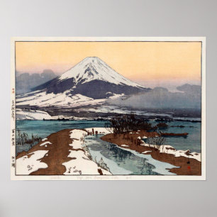 Poster 河口湖, lago Kawaguchi, Hiroshi Yoshida, Woodcu