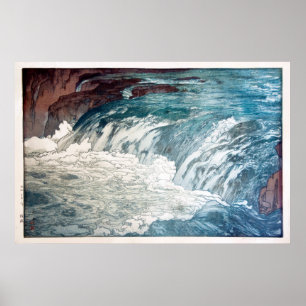 Pôster 渓流, Rapids, Hiroshi Yoshida, Woodcut