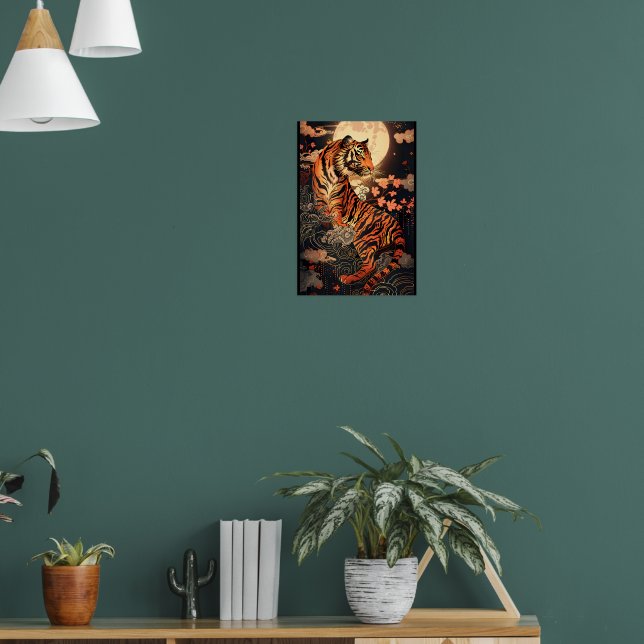 Poster 満月と虎、夜の静けさ／Full moon and tiger, stillness of night (Sala de Estar 1)