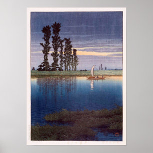 Pôster 牛堀の夕暮れ, nivelando em Ushibori, Hasui K